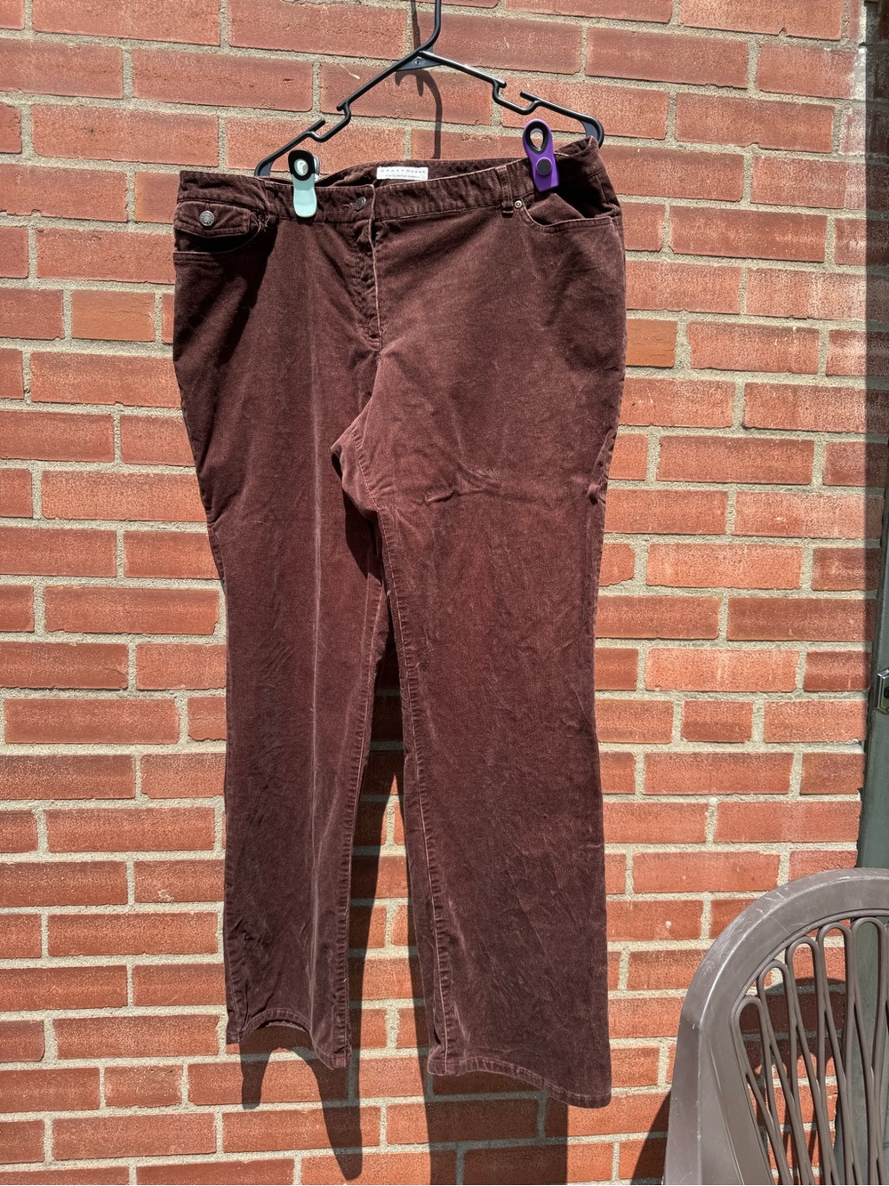 Crazy Horse Liz Claiborne Brown Corduroy Straight Leg Pants Sz 18